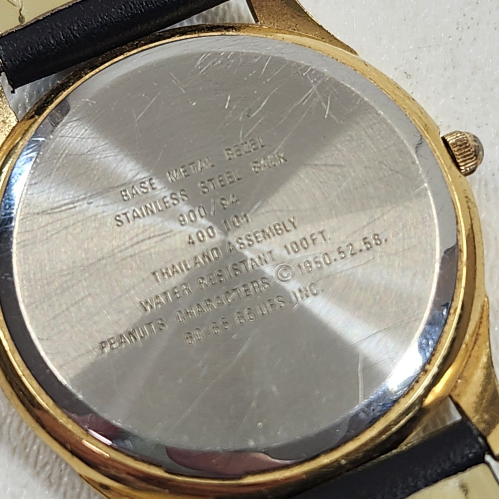Armitron Peanuts Characters Watch Goldtone New Leather Strap Battery Vtg Working — image 3 of 8